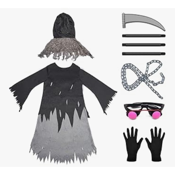 NEW‎ Kids Youth XL Grim Reaper Halloween Costume with Scythe - Picture 4 of 9